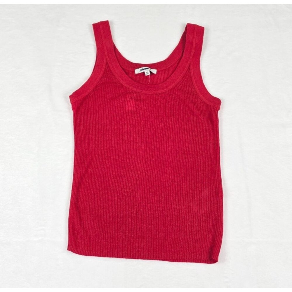 Madewell Tank Top Women's Red XS Linen Blend Ribbed Stretch